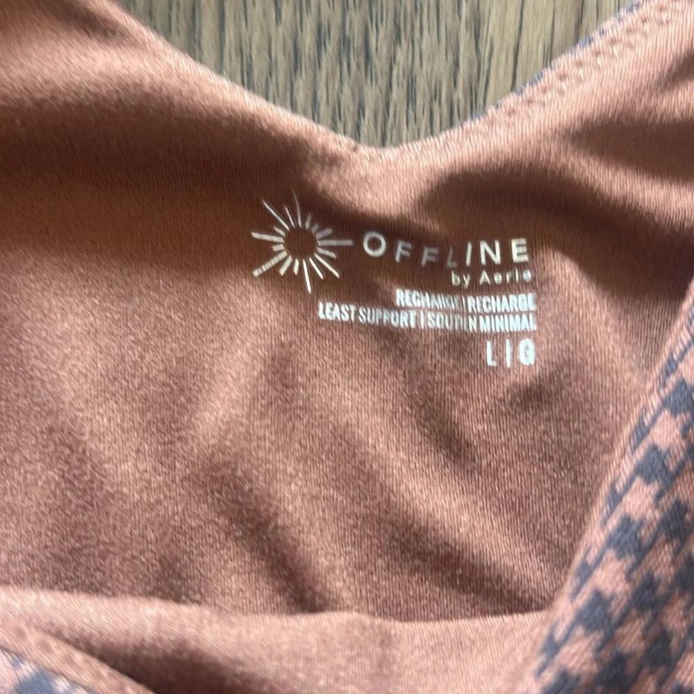 Offline by Aerie Brown Black Gingham Sports Bra Large - Picture 5 of 10